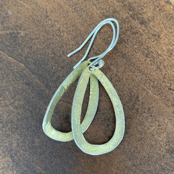 Gold & Silver Loop Dangle Earrings - Picture 4 of 4